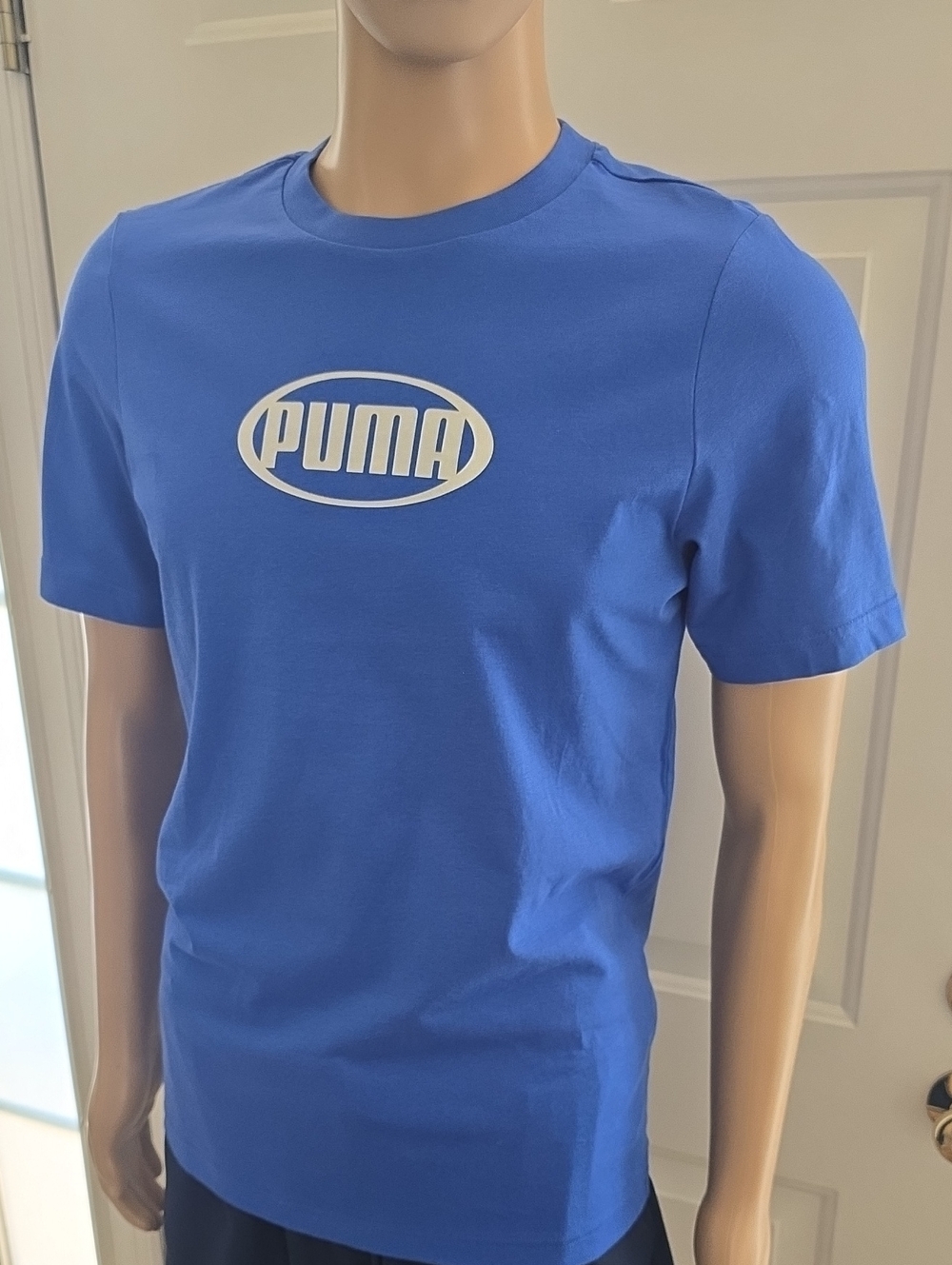 PUMA SIGNATURE BRAND MEN'S BLUE SHORT SLEEVE TEE-SHIRT SIZE SMALL